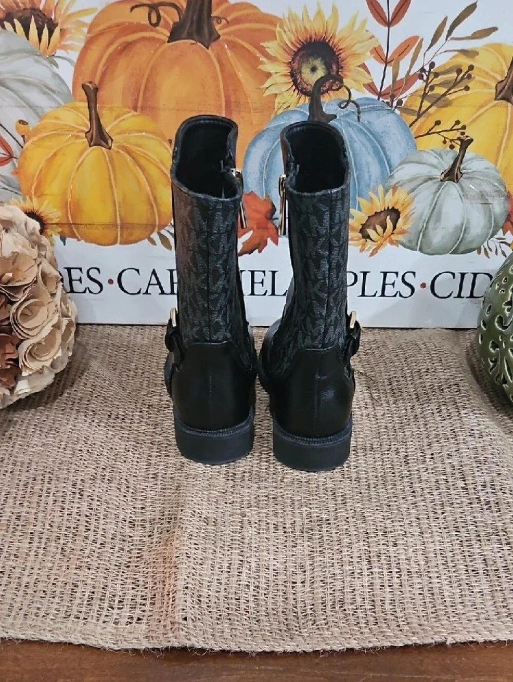 Toddler Michael Kors Black Leather Zip Up Mid-Calf Boots Sz 8